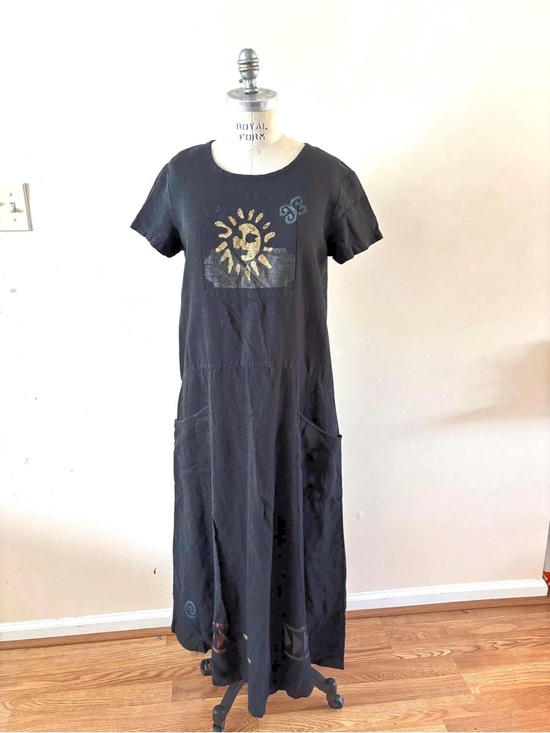 Vintage Dresses & Skirts - Amazing vintage linen dress with sun painted design